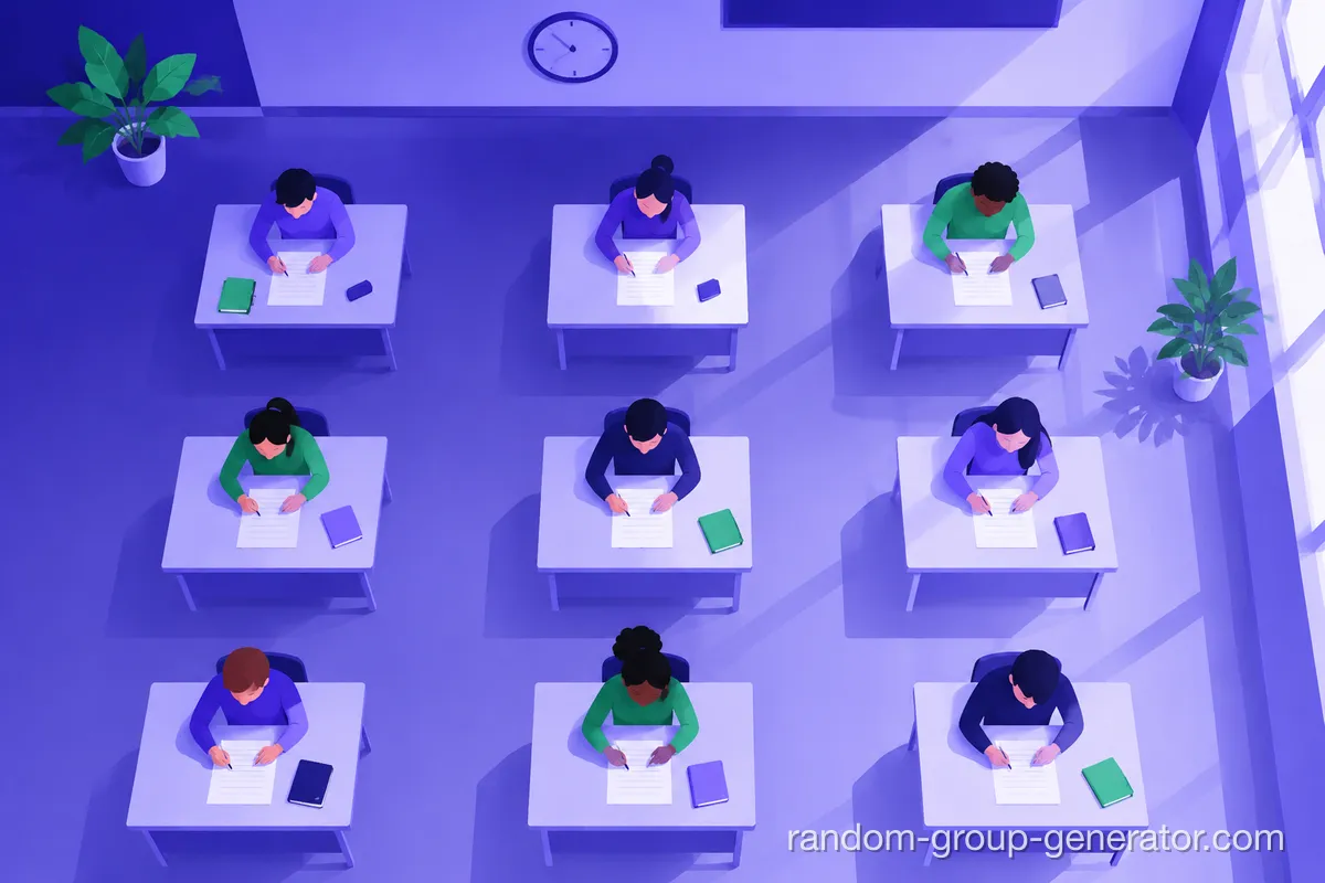 Ruang ujian 12 siswa, 6 per baris